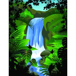 papier peint photo paysage sur mesure chute d'eau dans la forêt tropicale