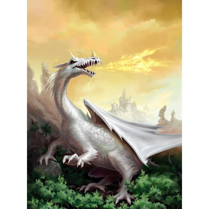 tapisserie numérique paysage fantaisie le dragon blanc