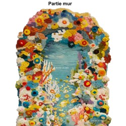 Création de tapis tufté artistique, décor mural oeuvre textile, ambiance décorative unique.