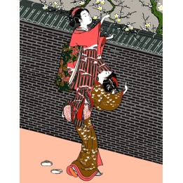 Papier peint japonais sur mesure cueillir les fleurs en printemps