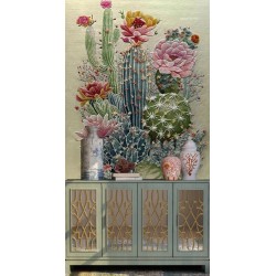 Inspirée de l’univers botanique, composition délicate de la structure graphique des cactus et la douceur de fleurs pastel.