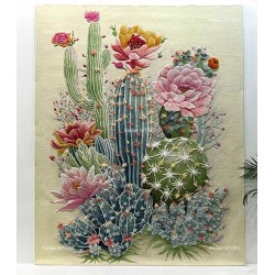 Tapis de créateur thème botanique, pièce décorative d’exception, en laine et soie haut de gamme fait à la main.