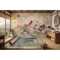 Déco chic haut de gamme pour onsen, l'art de bien-être japonais traditionnel.