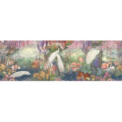 Déco salle de bain de luxe, une fresque artistique aux oiseaux tropicaux pour une immersion totale.