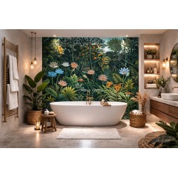 Panneau décoratif "Jungle Éden" déco salle de bain, piscine intérieure, spa – L'Éveil de la Nature