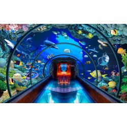 Déco trompe-l'œil 3D salle de bain, espace humide - Tunnel Sous-Marin