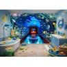 Salle de bain pour enfant, magnifique papier peint étanche d'un tunnel au fond de l'océan.