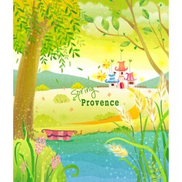 paysage dessiné à la main décoration style naïf papier peint personnalisé printemps à la campagne