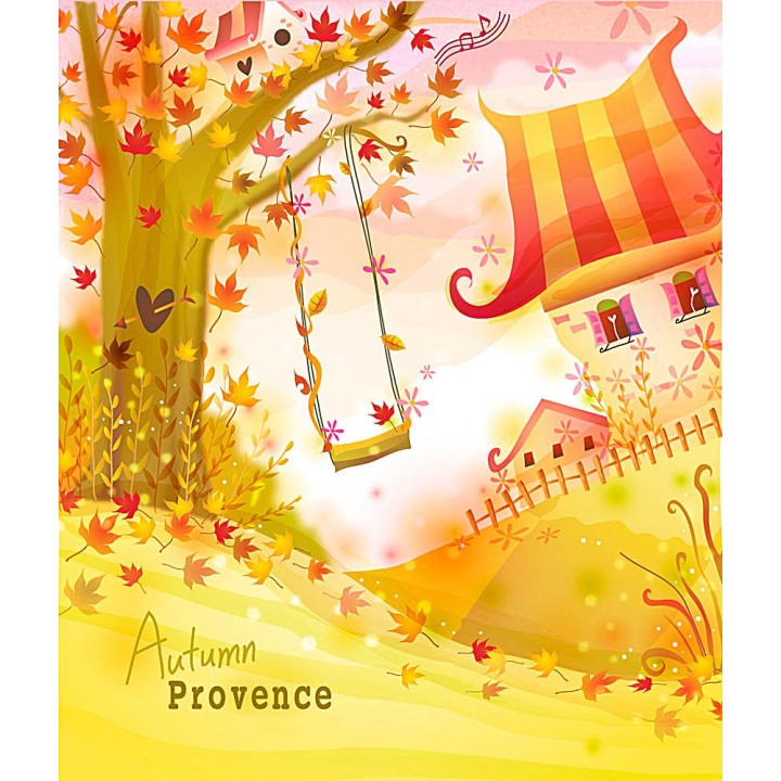 dessin naïf décoration murale papier peint personnalisé paysage automne érable dans le jardin