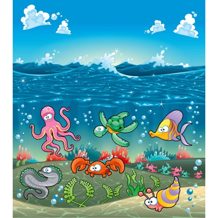 paysage océan décoration pour enfant papier peint personnalisé animaux fond marin