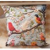 Coussin oiseaux design chinoiserie, déco canapé zen oriental chic.