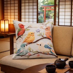 Coussin japonais "Oiseaux...