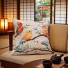 Coussin japonais "Oiseaux du Printemps" - Design Trompe l'Œil 3D Effet Brodé