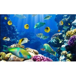 revêtement de sol vinyle autocollant pvc personnalisé paysage fond marin les poissons et les coraux 