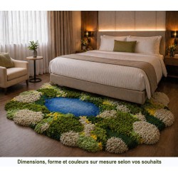 Tapis 3D Fait main style méditerranéen - Colline de mimosas, forêt de pins et la mer