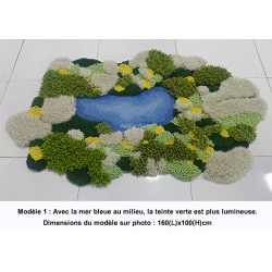 Tapis 3D Fait main style méditerranéen - Colline de mimosas, forêt de pins et la mer