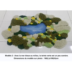 Tapis 3D Fait main paysage méditerranéen - Colline de mimosas, forêt de pins et la mer