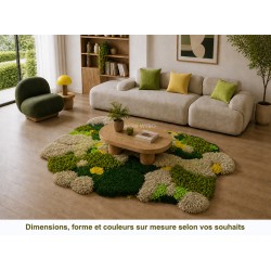 Tapis 3D Fait main style méditerranéen - Colline de mimosas, forêt de pins