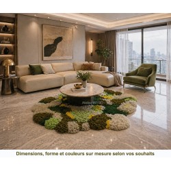Tapis 3D en relief paysage méditerranéen - Colline de mimosas et forêt de pins