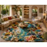 Tapis salon coraux et poissons en relief sculpté à la main, un profondeur inédite à votre intérieur.