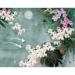 Déco Sol Panoramique : Tapis-Fresque "Éveil du Printemps Dans Jardin d'Orchidées"