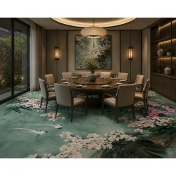 Tapis orchidée XXL transforme votre salle à manger à un jardin du printemps.