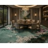 Tapis orchidée XXL transforme votre salle à manger à un jardin du printemps.