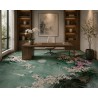 Décoration sol personnalisé bureau floral, tapis panoramique fleurs d'orchidée couvrant tout la pièce.