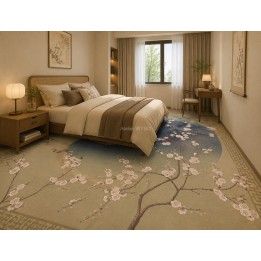 Tapis Panoramique Zen Fleurs & Oiseaux | Fresque Japonaise pour le Sol