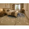 Tapis Panoramique "L'Éclosion Zen", Fresque Pour Sol - Fleurs de Pêcher et Oiseaux