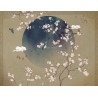 Tapis Panoramique "L'Éclosion Zen", Fresque Pour Sol - Fleurs de Pêcher et Oiseaux