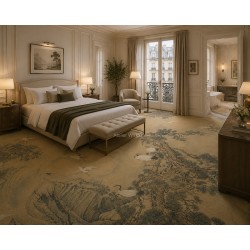 Tapis-Fresque Panoramique sur mesure – Collection "Grues du Japon & Monts Brumeux"
