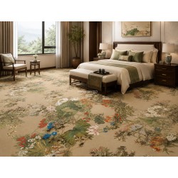Tapis Floral XXL Vintage, Élégance Botanique - Pivoine, Lotus, Lys, Narcisse