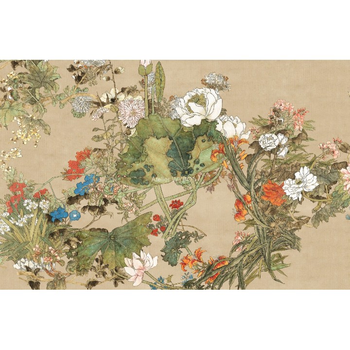 Tapis Floral Vintage Pivoine & Lotus | Déco Sur Mesure | Atelier WYBO