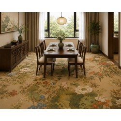 Tapis Floral XXL Vintage, Élégance Botanique - Pivoine, Lotus, Lys, Narcisse