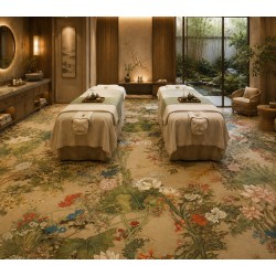 Tapis Floral XXL Vintage, Élégance Botanique - Pivoine, Lotus, Lys, Narcisse
