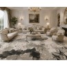 Tapis Fresque XXL Lotus Gris : L'Art du Lavis d'Encre pour un Sol de Prestige
