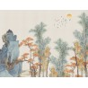 Panneau de Douche sur Mesure Paysage Japonais - Arbres et rocher au lever du soleil