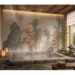 Déco SDB Sur Mesure Panneau Arbre Design Japonais Pour Douche Italienne
