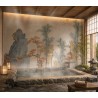Panneau de Douche sur Mesure Paysage Japonais - Arbres et rocher au lever du soleil