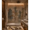 Panneau de Douche sur Mesure Paysage Japonais - Arbres et rocher au lever du soleil
