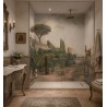 Panneau Vintage Douche Italienne - Jardin Avec Labyrinthe et Pin Parasol