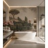 Panneau Vintage Pour Douche Italienne - Jardin Avec Labyrinthe et Pin Parasol