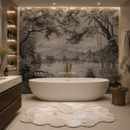 Fresque étanche sur mesure pour salle de bain, conçu pour l'environnement humide de la maison.