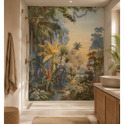 Fresque Salle de Bain - Jungle en Couleur Série 2 - Bananier Jaune et Nénuphar