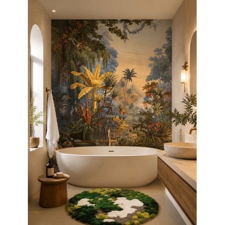 Fresque Salle de Bain - Jungle en Couleur Série 2 - Bananier Jaune et Nénuphar