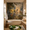 Fresque Salle de Bain - Jungle en Couleur Série 2 - Bananier Jaune et Nénuphar