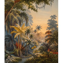 Fresque Salle de Bain - Jungle en Couleur Série 3 - Rivière Dans la Vallée