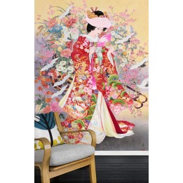 Papier peint asiatique personnalisé style japonais portrait jeune mariée japonaise