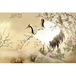 papier peint chinois sur mesure tapisserie numérique paysage grue de Japon fleur de cerisier camélia 